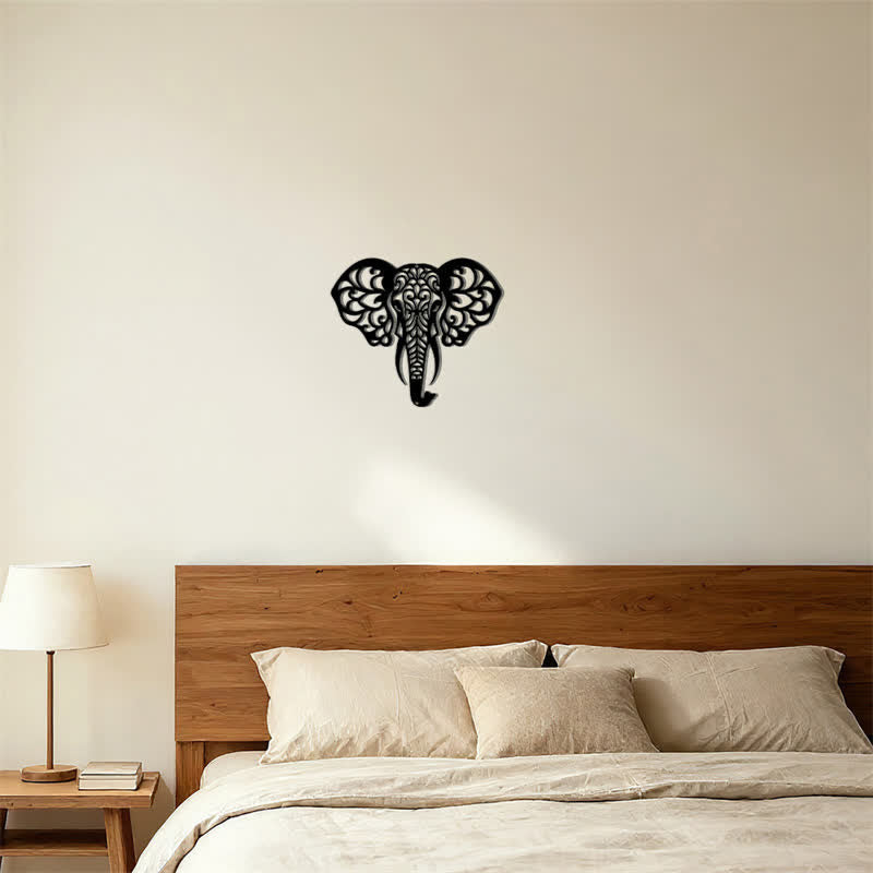 Buddha Stones Décoration murale en fer forgé représentant un éléphant sacré et symbole de sagesse - image 5