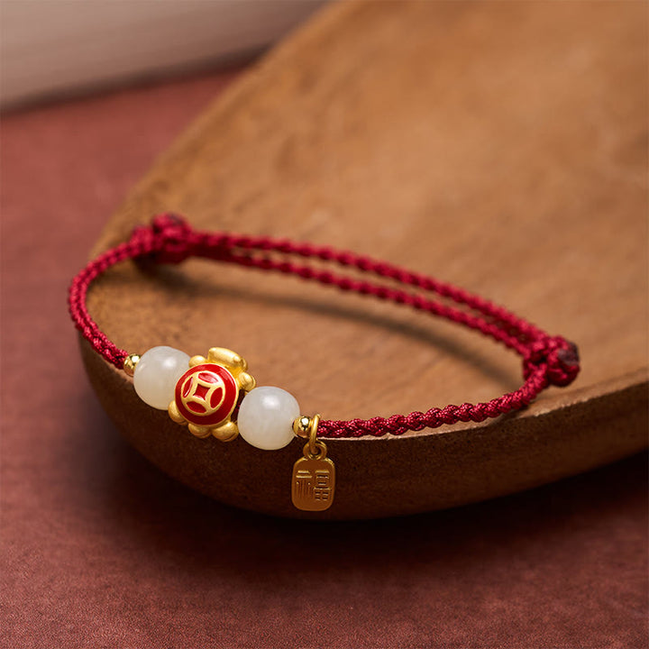 Buddha Stones Bracelet de force tissé à la main en corde rouge tortue - image 1