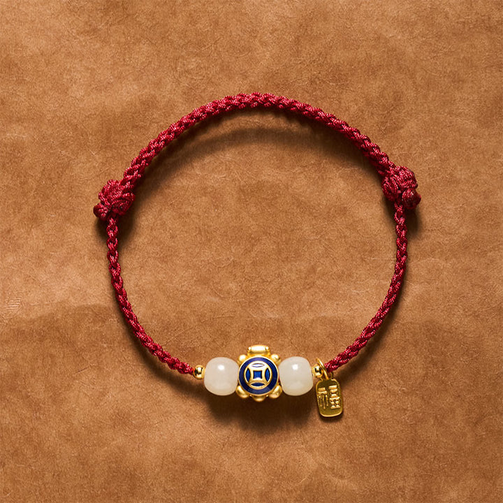 Buddha Stones Bracelet de force tissé à la main en corde rouge tortue - Bleu - image 16