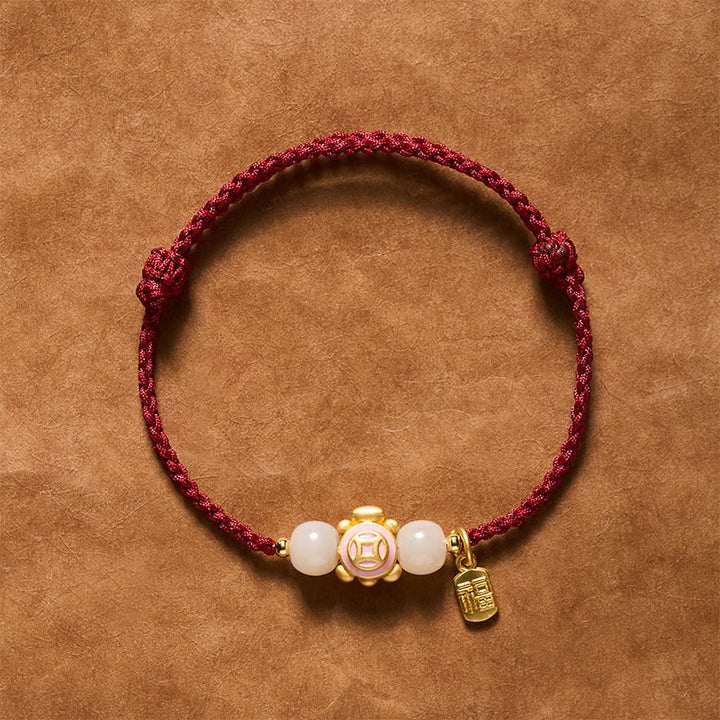 Buddha Stones Bracelet de force tissé à la main en corde rouge tortue - Rose - image 10