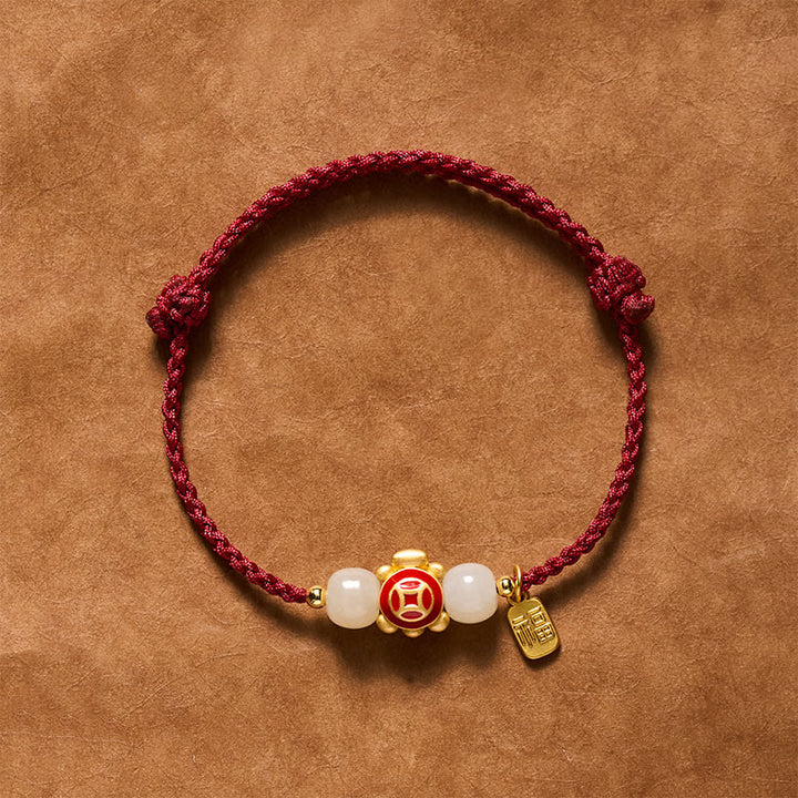 Buddha Stones Bracelet de force tissé à la main en corde rouge tortue - Rouge - image 0
