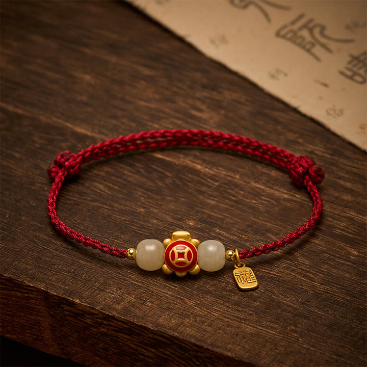 Buddha Stones Bracelet de force tissé à la main en corde rouge tortue - image 3