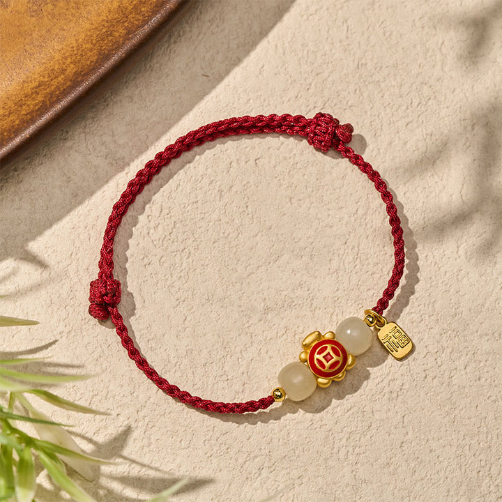 Buddha Stones Bracelet de force tissé à la main en corde rouge tortue - image 2