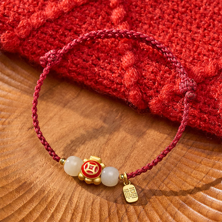 Buddha Stones Bracelet de force tissé à la main en corde rouge tortue - image 4