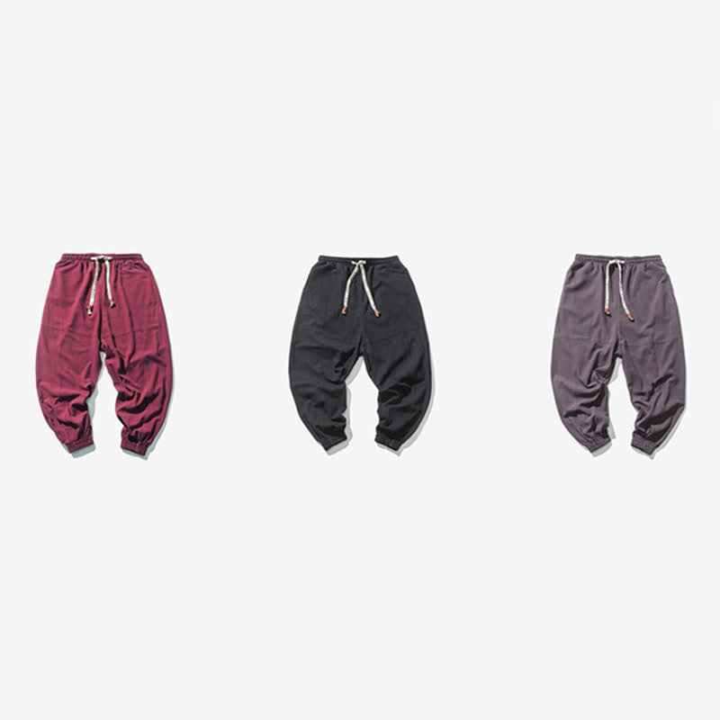 Pantalon harem en coton uni à cordon de serrage et poches pour homme, motif Buddha Stones - image 22