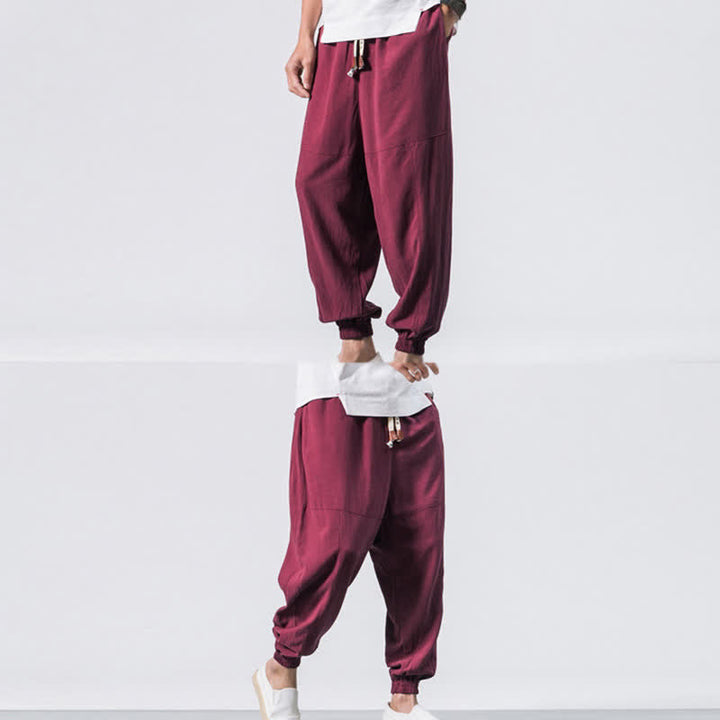 Pantalon harem en coton uni à cordon de serrage et poches pour homme, motif Buddha Stones - image 10