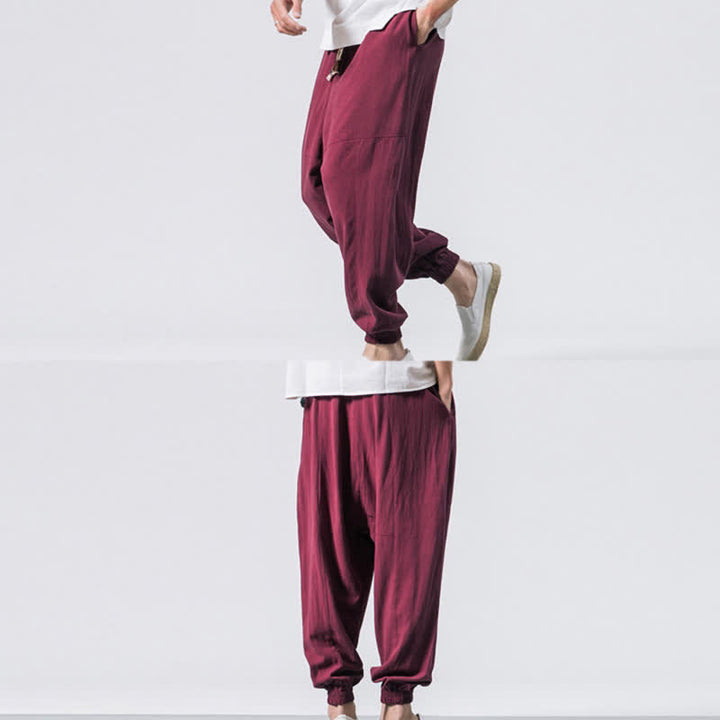 Pantalon harem en coton uni à cordon de serrage et poches pour homme, motif Buddha Stones - image 12
