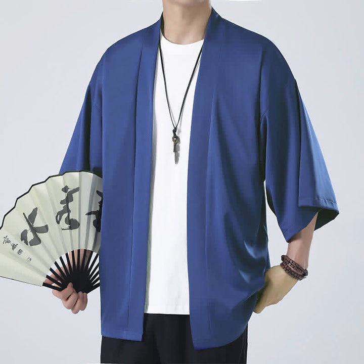 Kimono pour homme, couleur unie, motif Buddha Stones , ouvert sur le devant - image 22