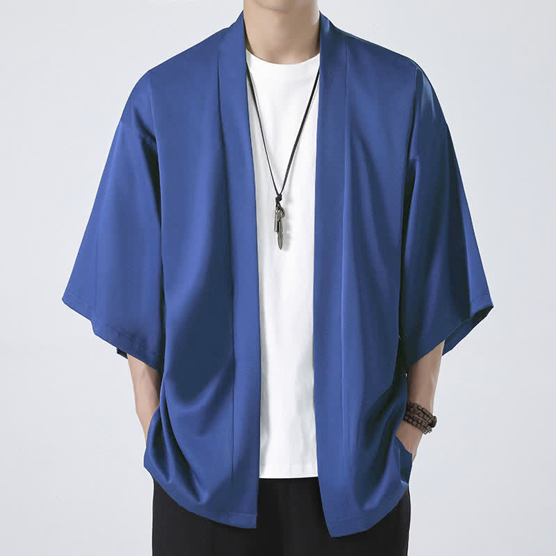 Kimono pour homme, couleur unie, motif Buddha Stones , ouvert sur le devant - Bleu (veste seulement) - US/UK/AU46，EU56 (5XL) - image 20