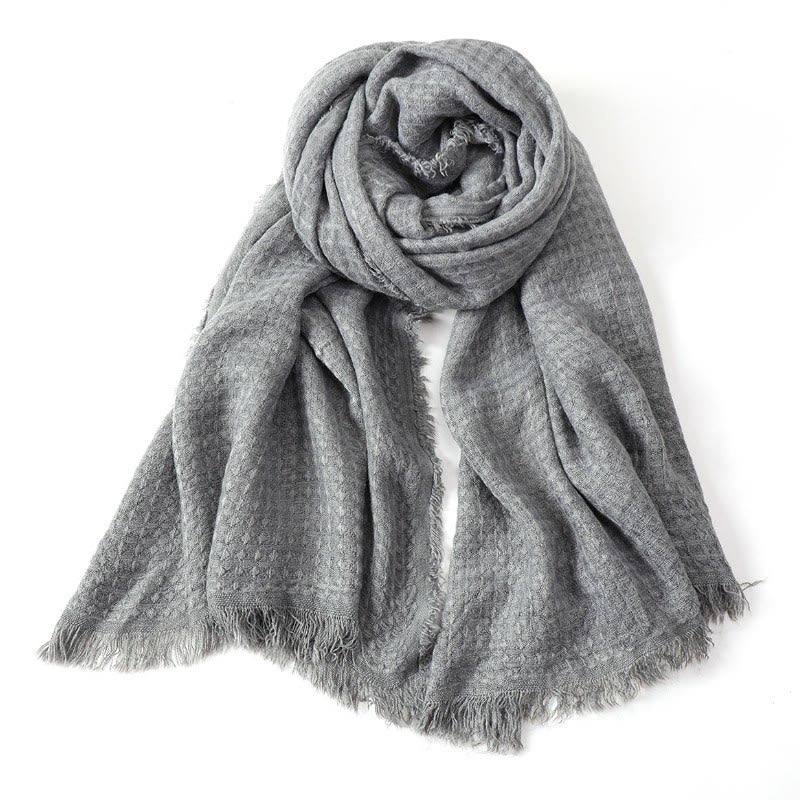 Écharpe chaude et texturée à pompons Buddha Stones pour homme, automne-hiver - Gris clair - image 14