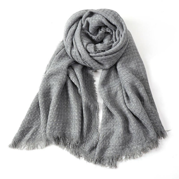 Écharpe chaude et texturée à pompons Buddha Stones pour homme, automne-hiver - Gris clair - image 14