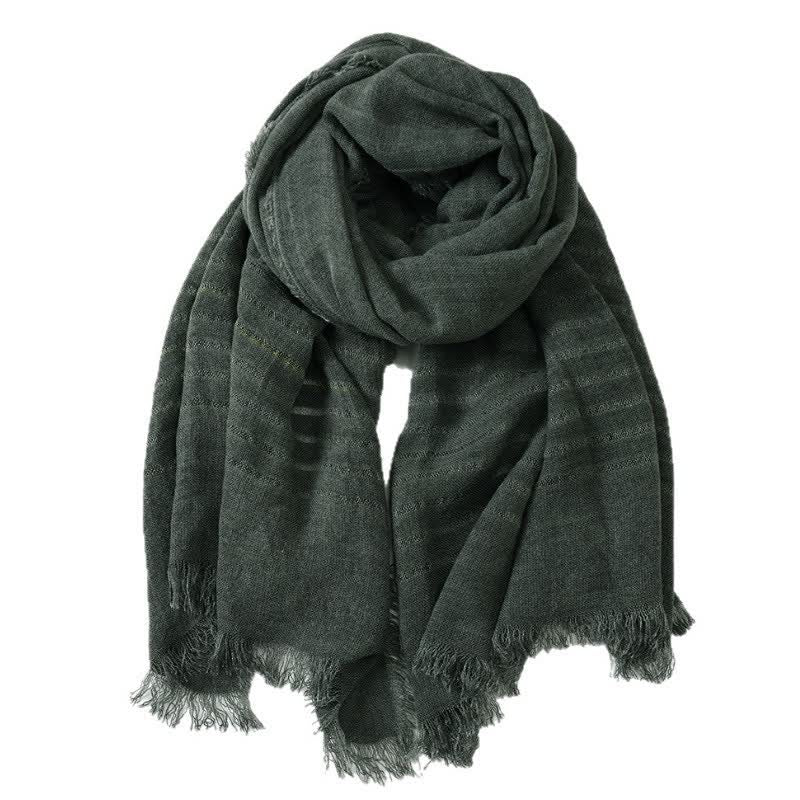Écharpe pour homme à la texture artistique, motif Buddha Stones, idéale au quotidien, pour le printemps et l'automne. - Vert olive foncé - image 12