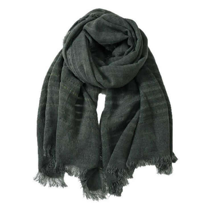 Écharpe pour homme à la texture artistique, motif Buddha Stones, idéale au quotidien, pour le printemps et l'automne. - Vert olive foncé - image 12