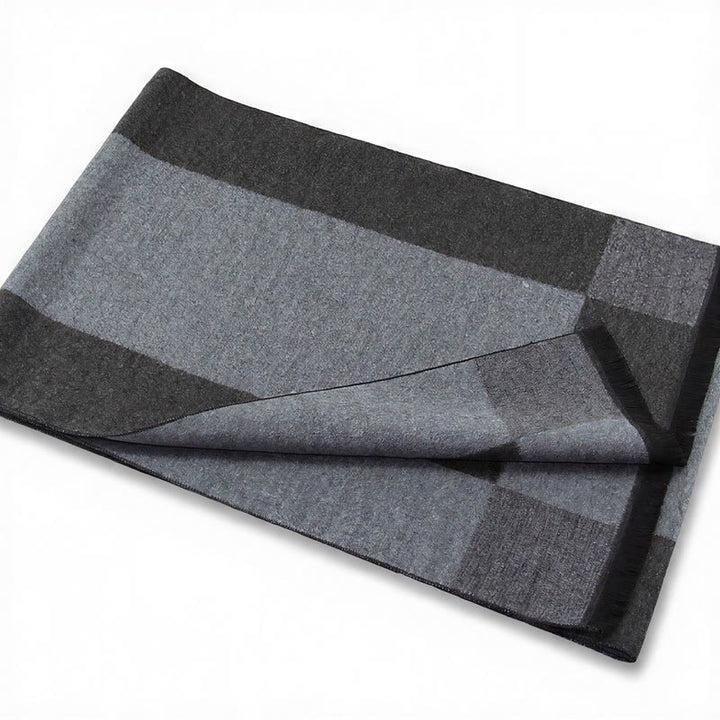 Écharpe chaude pour homme Buddha Stones automne-hiver classique à carreaux gris et franges - image 16