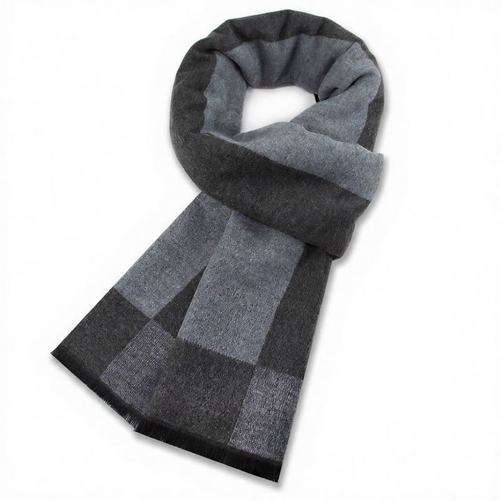Écharpe chaude pour homme Buddha Stones automne-hiver classique à carreaux gris et franges - Carrés bleus-gris - image 15