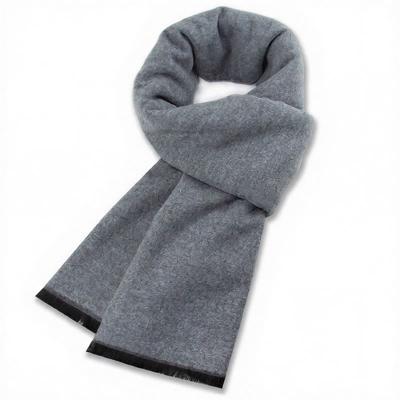 Écharpe chaude pour homme Buddha Stones automne-hiver classique à carreaux gris et franges - Gris Bleu - image 0
