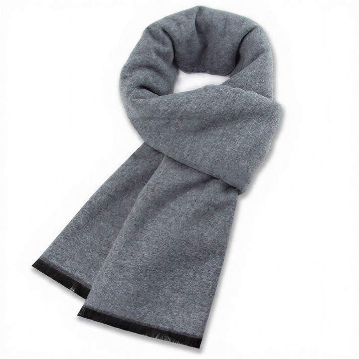 Écharpe chaude pour homme Buddha Stones automne-hiver classique à carreaux gris et franges - Gris Bleu - image 0