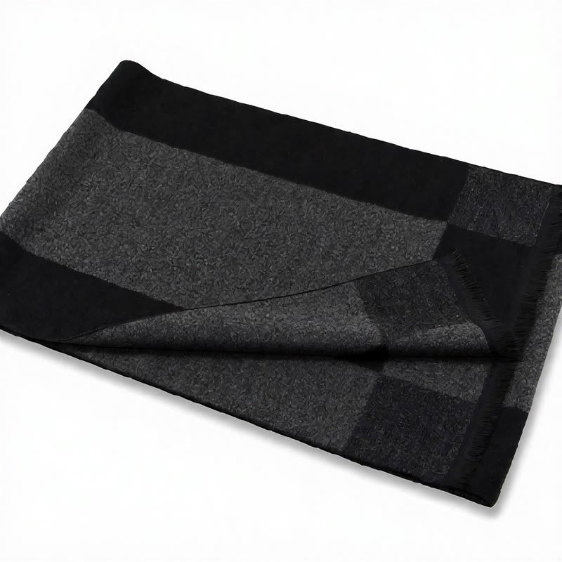 Écharpe chaude pour homme Buddha Stones automne-hiver classique à carreaux gris et franges - image 13