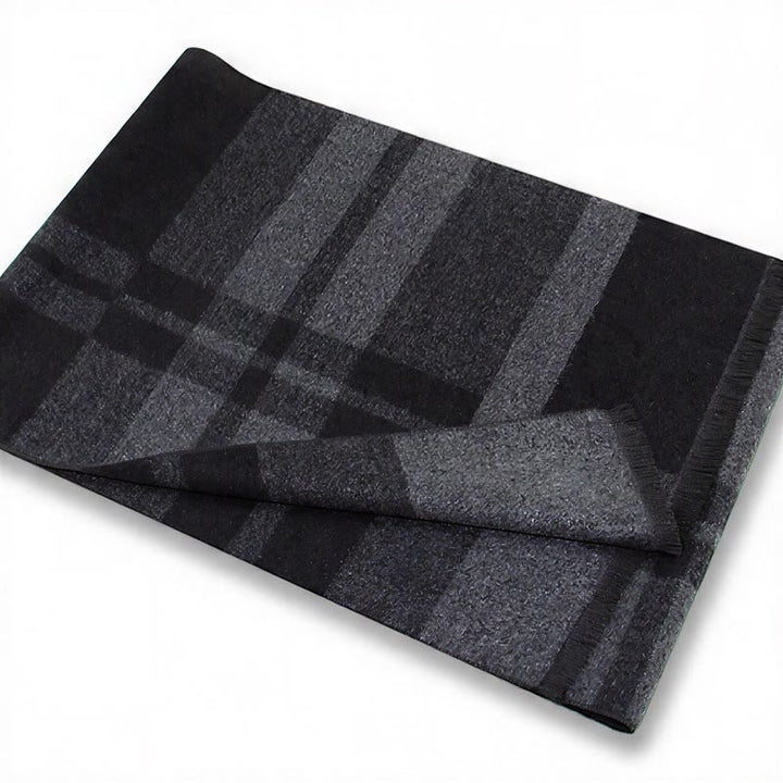 Écharpe chaude pour homme Buddha Stones automne-hiver classique à carreaux gris et franges - image 7