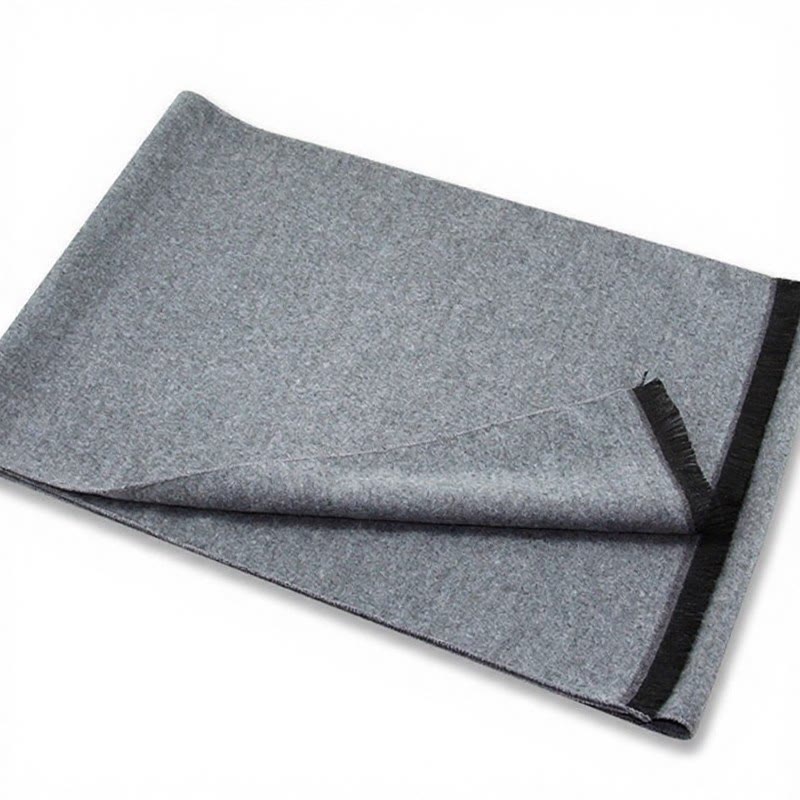 Écharpe chaude pour homme Buddha Stones automne-hiver classique à carreaux gris et franges - image 1