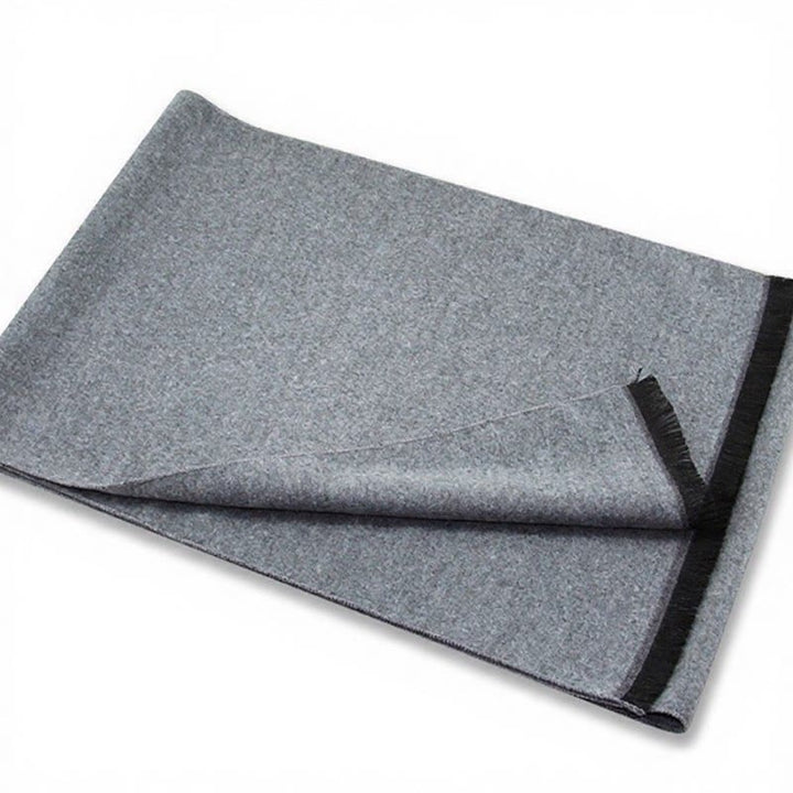 Écharpe chaude pour homme Buddha Stones automne-hiver classique à carreaux gris et franges - image 1