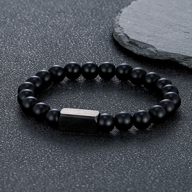 Buddha Stones Bracelet en acier titane et pierres de pierre de soleil noire - Pierre givrée (Équilibre ♥ Guérison) - 8 mm - image 17