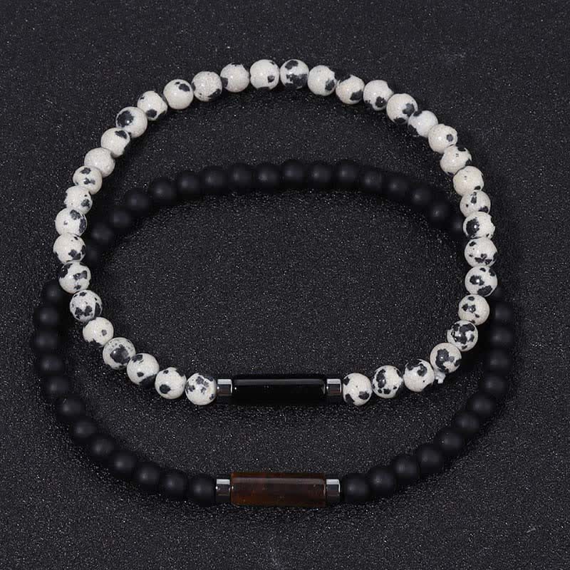 Buddha Stones Bracelet d'ancrage vintage en jaspe dalmatien de lave de 4 mm - image 11