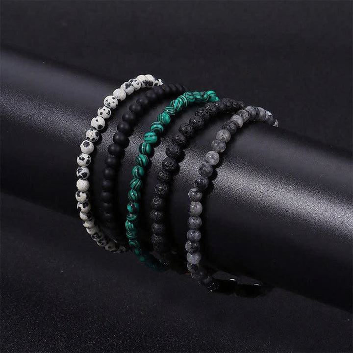 Buddha Stones Bracelet d'ancrage vintage en jaspe dalmatien de lave de 4 mm - image 13