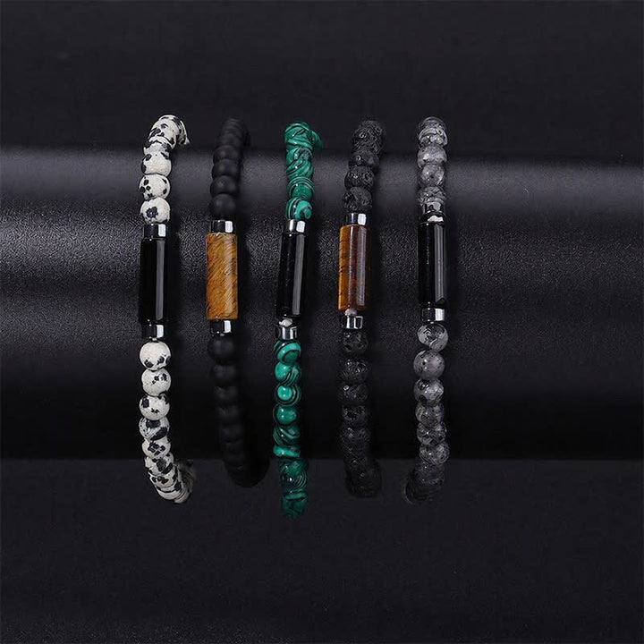 Buddha Stones Bracelet d'ancrage vintage en jaspe dalmatien de lave de 4 mm - image 15