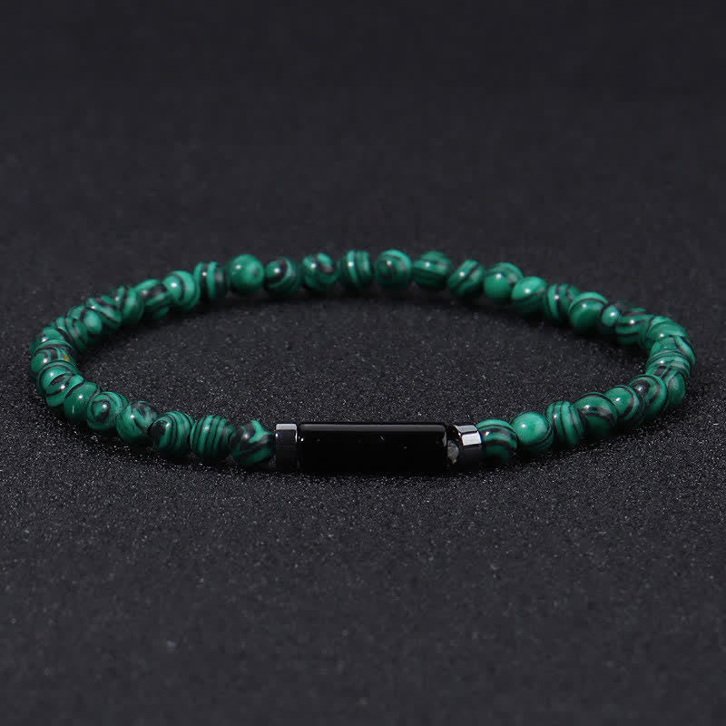 Buddha Stones Bracelet d'ancrage vintage en jaspe dalmatien de lave de 4 mm - Malachite (Protection ♥ Transformation) - image 7