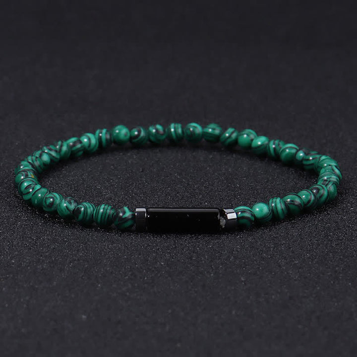Buddha Stones Bracelet d'ancrage vintage en jaspe dalmatien de lave de 4 mm - Malachite (Protection ♥ Transformation) - image 7