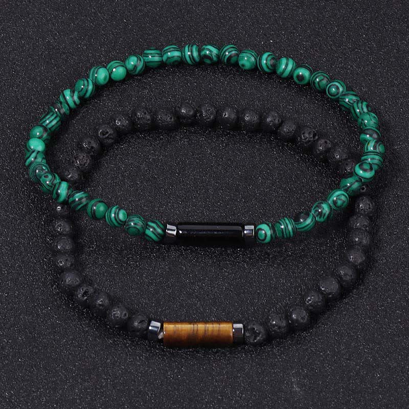 Buddha Stones Bracelet d'ancrage vintage en jaspe dalmatien de lave de 4 mm - image 12