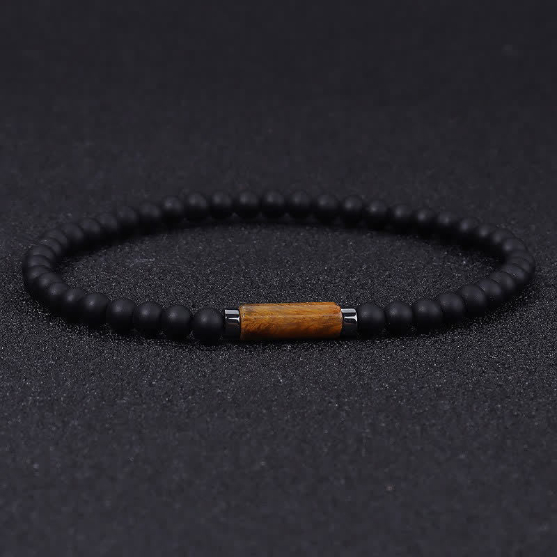 Buddha Stones Bracelet d'ancrage vintage en jaspe dalmatien de lave de 4 mm - Onyx noir (Protection ♥ Force) - image 9