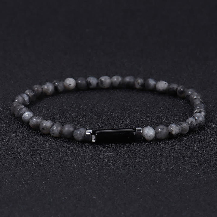 Buddha Stones Bracelet d'ancrage vintage en jaspe dalmatien de lave de 4 mm - Pierre à paillettes noires (Protection ♥ Ancrage) - image 4