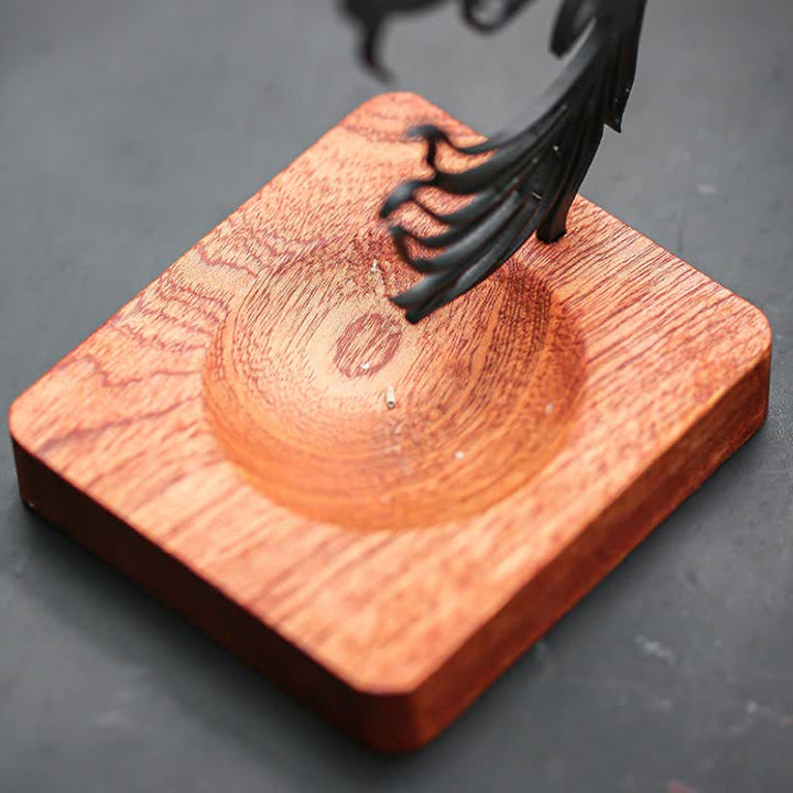 Buddha Stones Brûleur d'encens Zen Succès avec socle en bois en forme de carpe koï - image 9