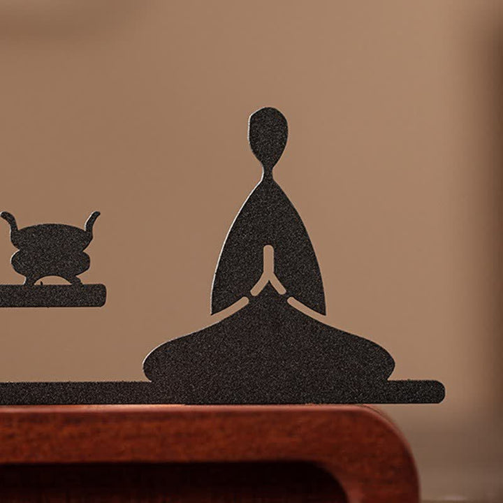 Buddha Stones Brûleur d'encens de méditation Zen Monk en bois naturel et fer - image 7