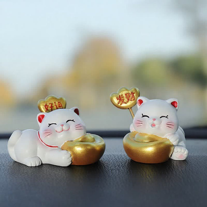 Buddha Stones Sac porte-bonheur chat de prospérité en résine, décoration animal mignonne - image 7