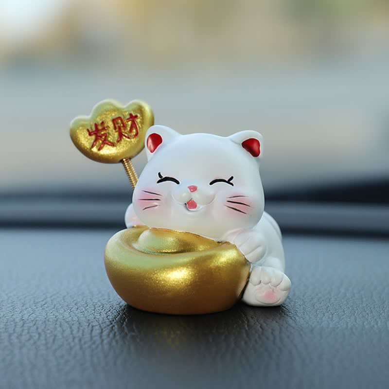 Buddha Stones Sac porte-bonheur chat de prospérité en résine, décoration animal mignonne - Prospérité - image 6