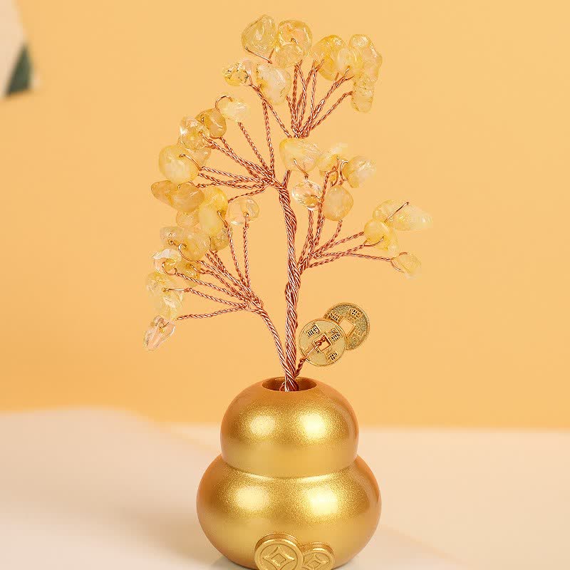 Buddha Stones Bol en lingot d'or, symbole de richesse et de fortune pour la table - Gourde d'arbre en cristal - image 1