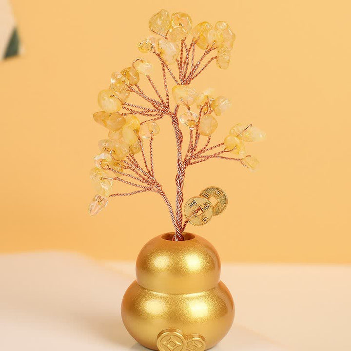 Buddha Stones Bol en lingot d'or, symbole de richesse et de fortune pour la table - Gourde d'arbre en cristal - image 1