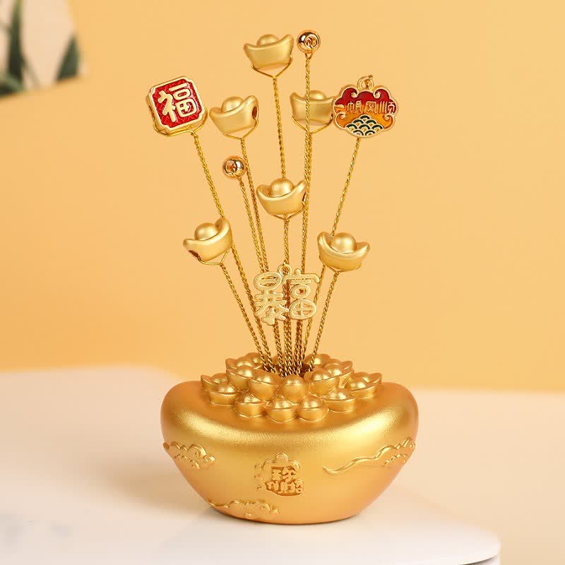 Buddha Stones Bol en lingot d'or, symbole de richesse et de fortune pour la table - Lingot d'or Fu Character - image 6