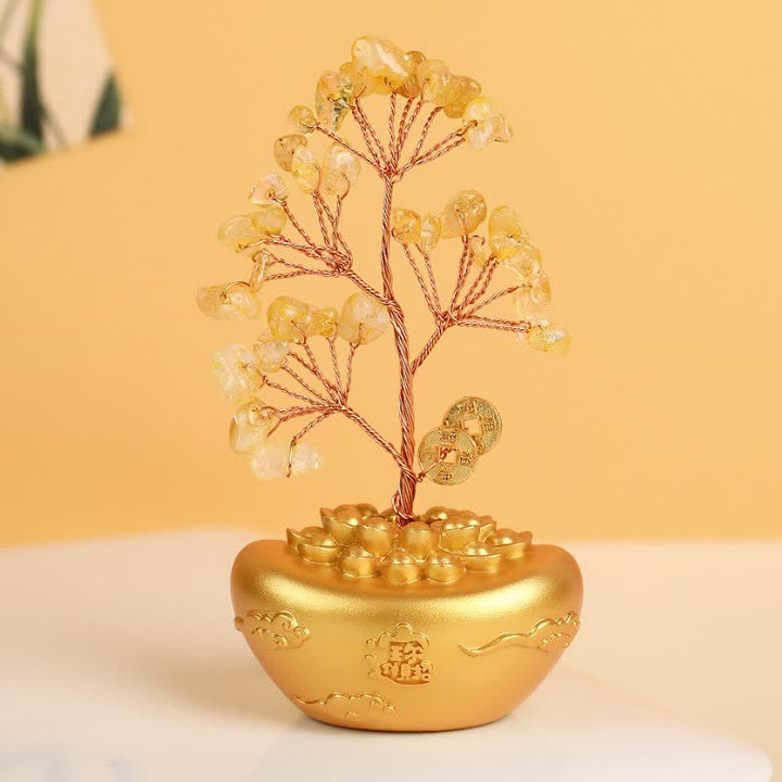 Buddha Stones Bol en lingot d'or, symbole de richesse et de fortune pour la table - Lingot d'or Arbre de Cristal - image 2