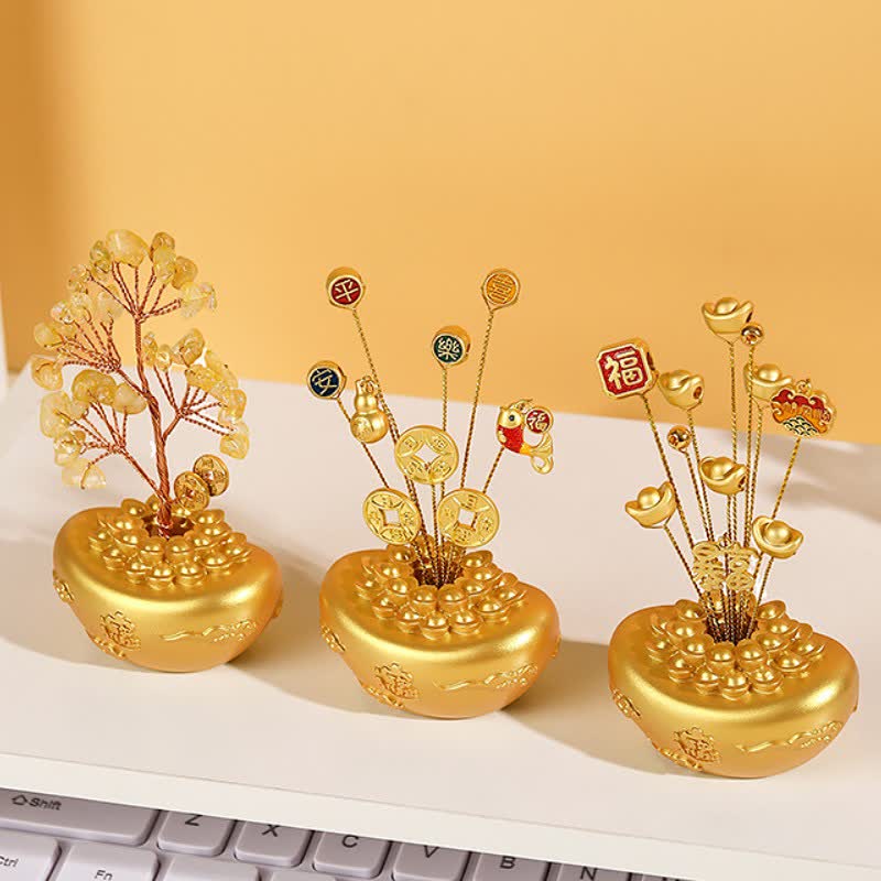 Buddha Stones Bol en lingot d'or, symbole de richesse et de fortune pour la table - image 13
