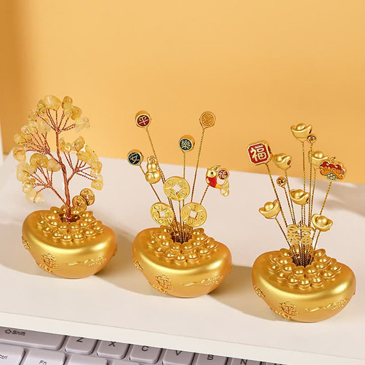 Buddha Stones Bol en lingot d'or, symbole de richesse et de fortune pour la table - image 13