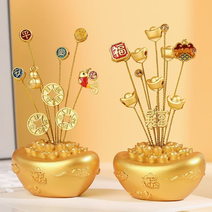 Buddha Stones Bol en lingot d'or, symbole de richesse et de fortune pour la table - image 12