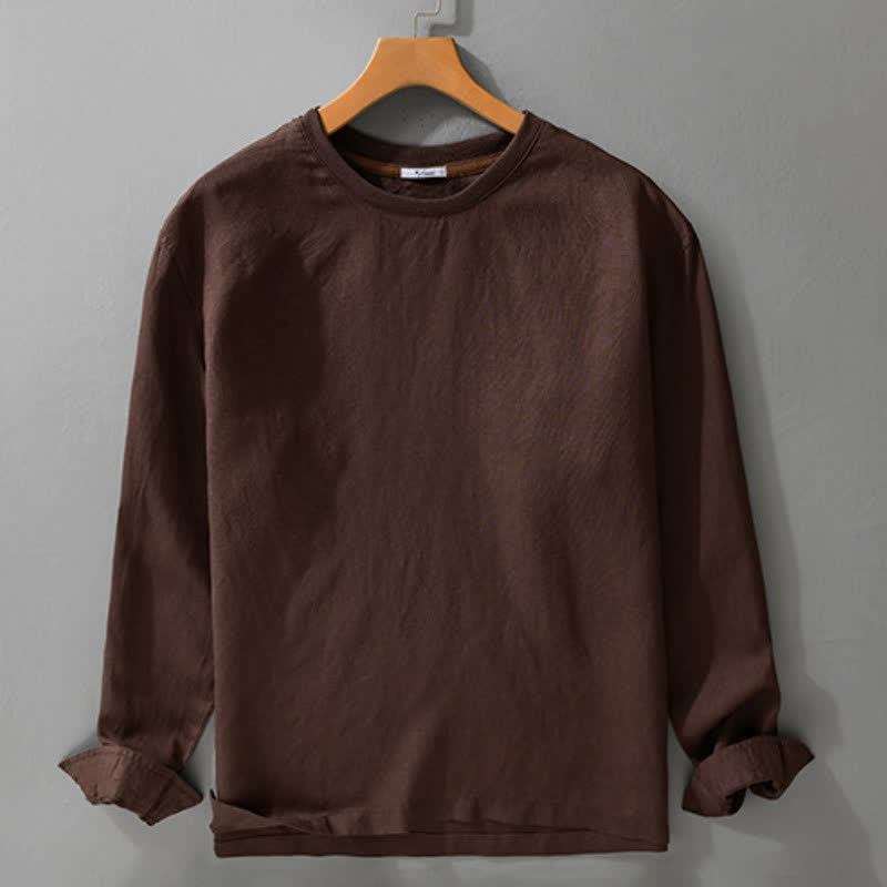 Buddha Stones T-shirts à manches longues pour hommes, style minimaliste décontracté, collection printemps-automne - image 1