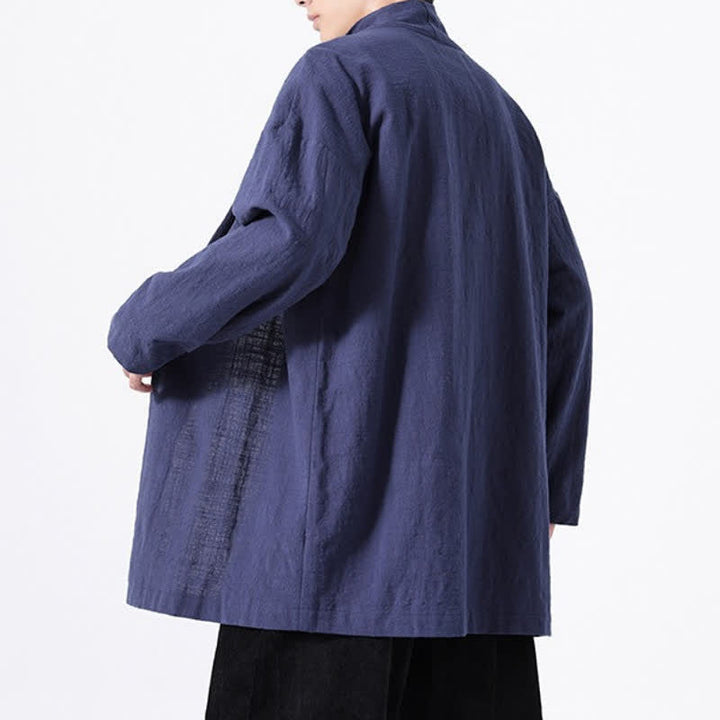 Buddha Stones Kimono minimaliste printanier en coton uni pour homme - image 19