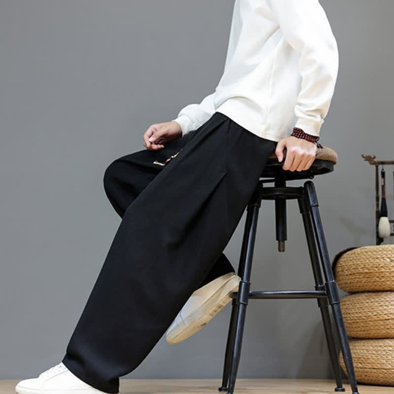 Buddha Stones Pantalon long uni décontracté automne-hiver à cordon de serrage, coupe droite, avec poches - image 17
