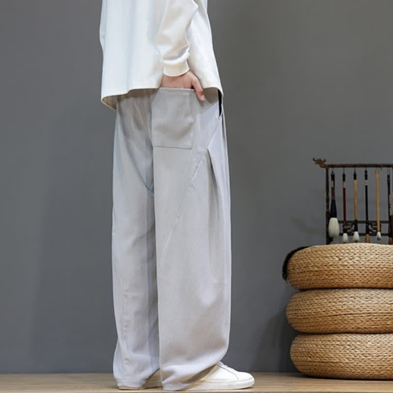 Buddha Stones Pantalon long uni décontracté automne-hiver à cordon de serrage, coupe droite, avec poches - image 22