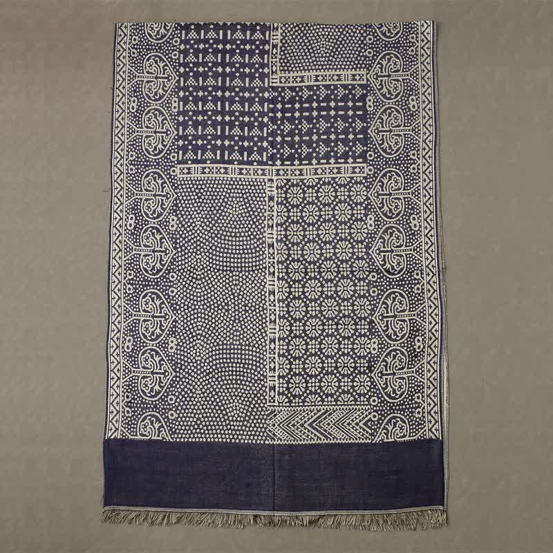 Écharpe réversible et confortable pour homme, motif géométrique cachemire à pompons, style automne-hiver, Buddha Stones - image 7